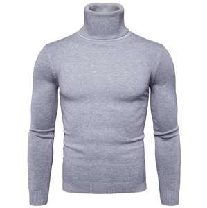 Pulls thermiques ajustés pour hommes sur mesure, pull à col roulé côtelé chaud pour hommes, vente en gros, tricot à col montant pour hommes - Product Image 3