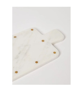 Tabla de cortar de mármol y latón hecha a mano, plato de servicio de cocina decorativo moderno, bandeja de queso de mármol con latón dorado - Product Image 1