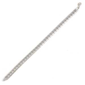 925 Sterling <b>Silver</b> Zigzag Pattern Fusion <b>Bracelet</b> Rhodium Plated Vintage Religious <b>Charm</b> <b>Bracelets</b> Gold Diamond Pearl Stones - Product Image 2