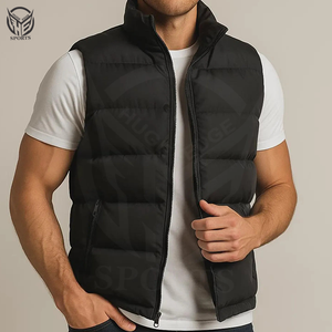 Gilet d'hiver pour homme, fermeture éclair, vêtement d'extérieur, 100% polyester, écologique, coupe-vent, séchage rapide, vêtement tendance - Product Image 5