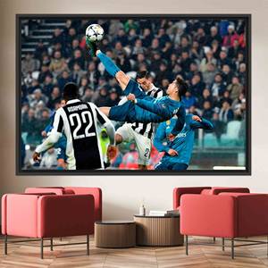 ภาพพิมพ์ศิลปะคริสเตียโน โรนัลโด้ชื่อดัง, ของตกแต่งผนังลายฟุตบอล, ผ้าใบกีฬาแบบสั่งทำพิเศษ,1P:กรอบสีดำ - Product Image 1