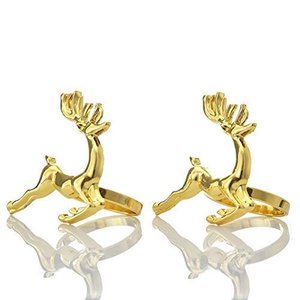Anneaux de serviette en bois de cerf Offre Spéciale personnalité anneaux de mode réglable cadeau de noël Animal bois de cerf anneaux de cuivre en gros 2023 - Product Image 5