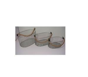 Industrial Farmhouse Black Wire <b>Basket</b> Set Fruit Bowl with Natural Rope Handle Multi-functional Decorative <b>Mesh</b> <b>Storage</b> <b>Baskets</b> - Product Image 4