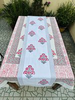 Chemin de table luxueux en coton tissé à la main, magnifique motif floral de style indien, durable, écologique, lavable et réutilisable