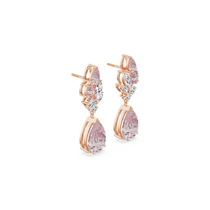Luxury Rose Gold Plated Pink Pear Cut CZ Drop <b>Earrings</b> for Women Marquise & Round Cubic Zirconia Cluster <b>Dangle</b> <b>Earrings</b> - Product Image 3