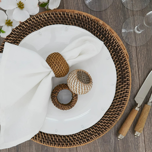 Rond de serviette en rotin tissé à la main porte-serviettes en osier écologique rustique pour la décoration de table à manger de fête de mariage - Product Image 5