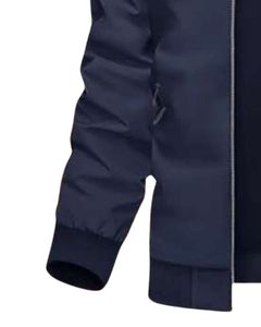 Chaqueta Bomber Azul Marino Oscuro para Hombre con Cuello Acanalado, Cierre Frontal con Cremallera, Ligera, Informal, Ropa de Calle en Color Azul Profundo - Product Image 6