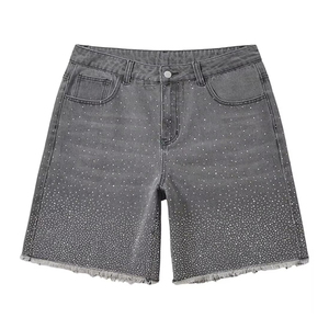 Shorts en strass personnalisés pour hommes, 100 % coton, unis, décontractés, respirants, écologiques, taille haute, fermeture élastique – Meilleures ventes - Product Image 1