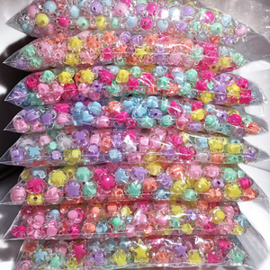 Cuentas acrílicas esmeriladas mixtas de 12 mm con forma de corazón y <span class=keywords><strong>estrella</strong></span>, cuentas espaciadoras sueltas gruesas con agujero tipo 'Frog Spawn', cuentas redondas de color interior para fabricación de joyas - Product Image 1