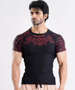 Camisetas de gimnasio de verano con logotipo personalizado para hombre, camisetas de secado rápido de alta elasticidad para baloncesto, correr, Fitness, camisetas ajustadas sólidas de 180 gramos - Product Image 6