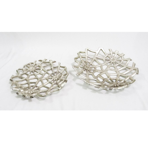 Serveur de sécurité alimentaire exclusif de luxe moderne et classique de créateur performatif en aluminium nickelé de qualité supérieure serveur de plateau rond - Product Image 1