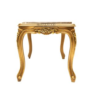 Mesa de Centro Rectangular de Lujo con Tapa de Mármol Marrón Oscuro y Marco de Madera Tallado a Mano en Oro Antiguo para Interiores Clásicos - Product Image 6