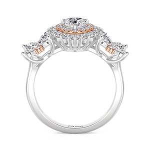 Anillo de Boda Jeulia con Doble Halo y Corazón de Dos Tonos - Aleación Chapada en Oro de 6mm con Incrustaciones de Garras - Product Image 4