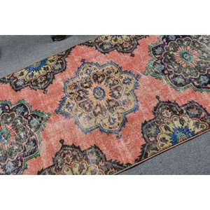 Alfombra de lana turca Vintage de 33x123 pies, área grande, patrón de retazos rosa y verde para pasillo, dormitorio, forma Rectangular de látex de 10mm - Product Image 5