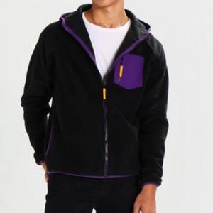 Veste polaire en tricot coupe-vent respirant pour hommes Logo personnalisé Polyester souple grande taille col montant imprimé d'hiver réversible - Product Image 6