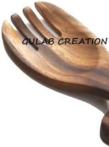 Mains à salade en bois d'acacia artisanales Serveurs à griffes en bois écologiques pour lancer et servir des salades, des fruits et des pâtes - Product Image 2