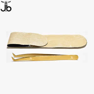 Pince à épiler d'extension de cils pour cils volumineux professionnel toutes les tailles disponibles en acier inoxydable incurvé L pointes angulaires arrimage plat - Product Image 2