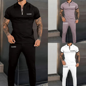 Vente en gros de survêtements pour hommes avec logo personnalisé 2 ensembles chemises et pantalons deux pièces Ensemble de deux pièces Survêtement respirant de haute qualité pour hommes - Product Image 2