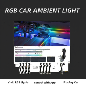 Bande de fibres optiques acryliques universelles RGB de 14 à 18 pouces pour éclairage d'ambiance, accessoire intérieur de voiture, contrôle par application, 64 couleurs, modèle F6 12V - Product Image 2