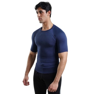 Performance Compression T Shirt <b>Men</b> Polyester Spandex Slim Fit <b>Stretch</b> Gym Training Quick Dry Breathable Athletic Wear Front OEM - Product Image 2