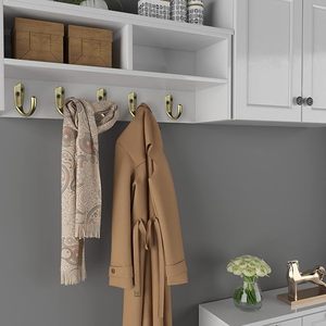 Aesthetic & Decorative Single Prong Robe <b>Hook</b> White Wall Mounted Coat <b>Hooks</b> for Hanging Scarf Bag Hat <b>Towel</b> With Screws - Product Image 4