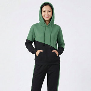 Ventes en gros de sweats à capuche pour femmes, streetwear, patchwork personnalisé, coupe décontractée, épaules tombantes, sweats à capuche en molleton de coton, pulls - Product Image 1