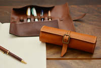 Étui à crayons rectangulaire personnalisable en cuir de haute qualité, couleur unique, à la mode, durable, avec fermeture éclair, vente en gros