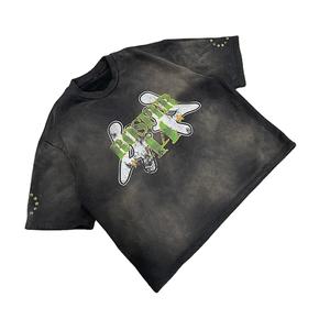 Camiseta personalizada de 100% algodón lavada con ácido para hombre, camiseta de talla grande con hombros caídos y peso pesado 200 GSM Stone Wash - Product Image 1