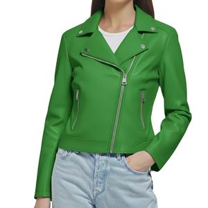 Design New Style Genuine Real Leather Premium Plain Stand Collar Zipper Closure Size Luxury Women's Fit Winter <b>Top</b> Jacket Custom - Product Image 1
