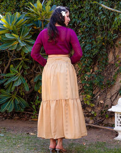 Summer Silk Collection 2024 <b>High</b> Elastic <b>Waist</b> Girl's Wear Frilled <b>Long</b> Pleated <b>Skirt</b> - Product Image 2