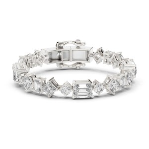 20.07 TCW Round Emerald Princess Cut Moissanite <b>Bracelet</b> 925 <b>Sterling</b> <b>Silver</b> Bridal Wedding Fine Jewelry Luxury Tennis <b>Bracelet</b> - Product Image 2
