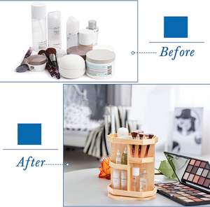 Organisateur de maquillage en bois rotatif à 360 degrés, carrousel de stockage de cosmétiques organisateur de comptoir multifonction pour salle de bain - Product Image 5