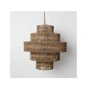 Collection Jute Lampshade Rustic 100% nature straw Pendant Light Decor Home Vietnam Supplier