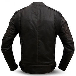 Veste de moto en cuir et laine camouflage pour homme, vente chaude, hiver, avec design et logo personnalisés, fermeture éclair intégrale - Product Image 5