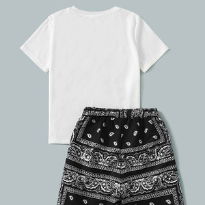 Ensemble de survêtements décontractés en coton pour femmes avec t-shirt et short assortis pour l'entraînement d'été - Product Image 2