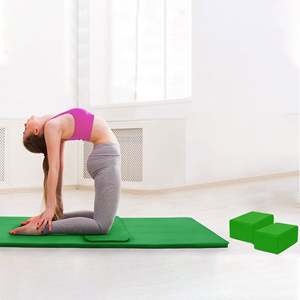 BalanceFrom Fitness Eco-Friendly 71x24 Green Yoga Mat Anti-Tear with Strap Knee Pad <b>Blocks</b>-10mm Thickness TPE Nature <b>Rubber</b> - Product Image 4