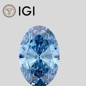 Diamant de laboratoire ovale de 4,00 carats, bleu vif fantaisie, VS2 - Product Image 1