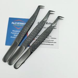 Pince à cils noire Plasma Fiber Tip Grip Pince à cils professionnelle durable pour les cils de volume Outils d'extension de cils - Product Image 4