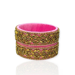 Ensemble de bracelets en métal avec motif de fil rose bébé traditionnel, bordure de perles tendance, plaqué or, pour mariage et occasions festives, prix de gros - Product Image 3