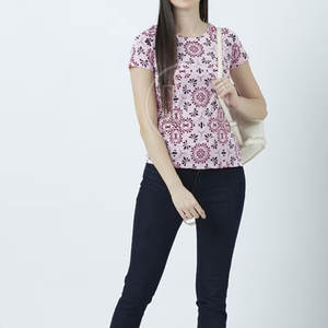 2025 nouveau Style col rond à manches courtes femmes t-shirt coton respirant avec motif à séchage rapide et impression pour l'été - Product Image 4