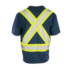 Camiseta de seguridad de manga corta impermeable reflectante de alta visibilidad ANSI Clase 2 Logo para ropa de trabajo al aire libre de construcción para hombres - Product Image 4
