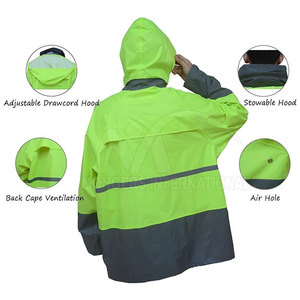 Traje de lluvia personalizado para adultos Material transpirable e impermeable con cremallera en el pecho Logotipo frontal disponible Varios tamaños Colores en línea - Product Image 3
