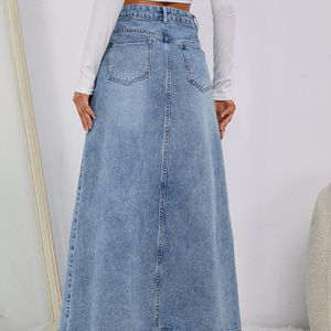 กระโปรงผ้ายีนส์ลำลองผู้หญิงลายสก๊อตฤดูหนาว, ผ้าฝ้าย100% ระบายอากาศได้ดีกันน้ำ - Product Image 3