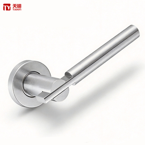 Ensemble de poignées à levier Tianyi en nickel satiné à prise lisse, avec écusson à ressort, pour décoration architecturale intérieure résidentielle - Product Image 1