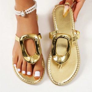 Sandalias Planas Casuales de Cuero para Mujer, Sandalias de Verano Cómodas con Suela Suave Antideslizante para la Playa y Uso Diario - Product Image 3