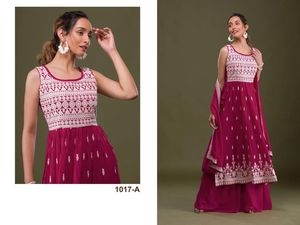 Soporte/adulto buen precio Eid especial pesado Faux Georgette Salwar Kameez con trabajo de bordado de secuencia proveedor mundial - Product Image 2