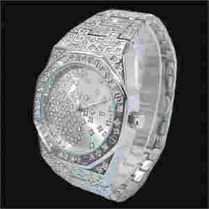 Reloj de pulsera de cuarzo de acero inoxidable de lujo para hombre, esfera redonda, superventas, pantalla analógica, esfera de 41mm, fecha, reloj de diamante cultivado en laboratorio - Product Image 1