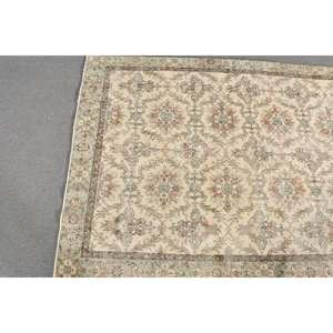 Alfombra turca de lana clásica Beige de 5,2x8,7 pies, diseño de retazos para entrada, sala de estar, dormitorio, alfombra lateral Rectangular de látex - Product Image 3