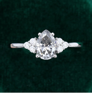 Haute qualité 1ct poire coupe Moissanite bague en diamant VVS1 fiançailles de mariage pour les femmes S925 en argent Sterling avec cadeau plaqué or - Product Image 6