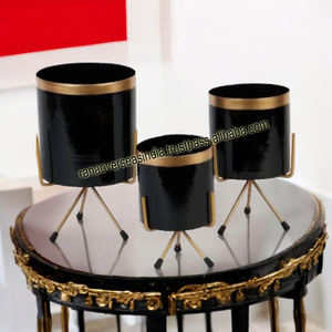 Jardinière décorative cylindrique noire et dorée la plus vendue avec support trépied Meilleur prix Pots de fleurs et jardinières - Product Image 5